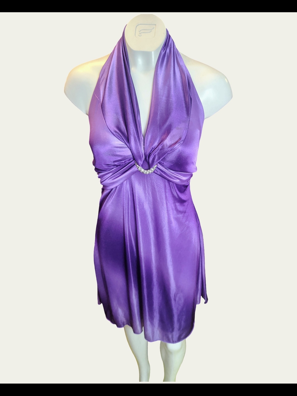 My Michelle Purple Halter Satin Cocktail Dress Y2k